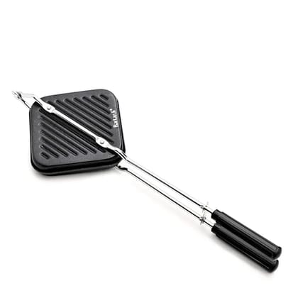 Grill Sandwich Toaster | 3 Layer Greblon Coating Non-Stick Surface | Non-Stick Sandwich Toaster for Gas Stove | Flame-Proof Aluminium Sandwich Maker with Heat-Resistant Handle