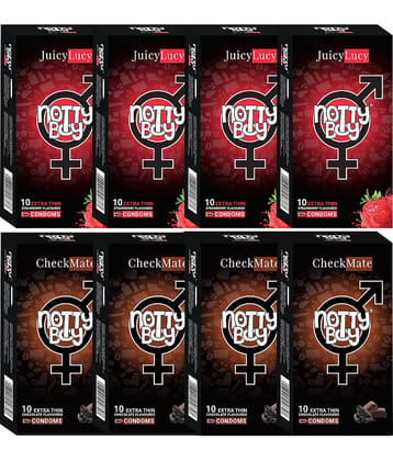 NottyBoy Chocolate and Strawberry Flavoured Ultra Thin Condoms For Men - 80 Units