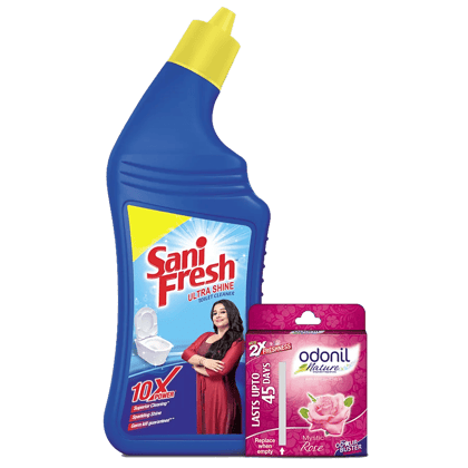 SANIFRESH Ultrashine Toilet Cleaner, 1 L (Free 50g of Odonil)