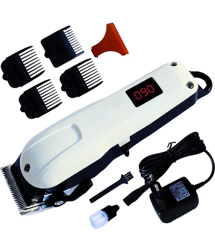 geemy - Heavy Duty White Cordless Beard Trimmer With 60 minutes Runtime