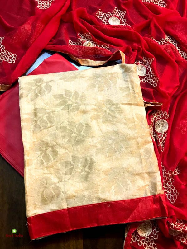Banarasi Jacquard Suit Piece With Heavy Embroidery Dupatta
