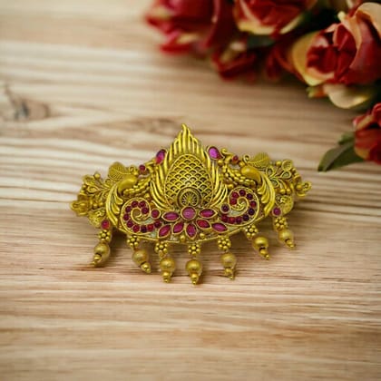 Matte Gold Plated Antique Design Hair Clip/Hair Barrette