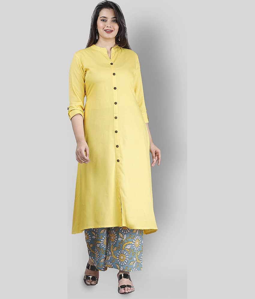 MAUKA - Yellow Straight Rayon Women's Stitched Salwar Suit ( Pack of 1 )