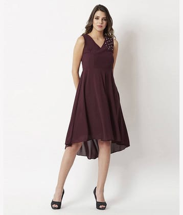Miss Chase Women Georgette Fit & Flare Dress ( Maroon )