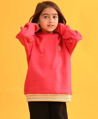 HOT PINK HEART RIBBED FLEECE HOODIE - PINK-1-2 YEARS / 1N / PINK