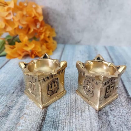 Brass Tulsi Deepak/Diya - Pair - 2 inch Height | Auspicious Offering