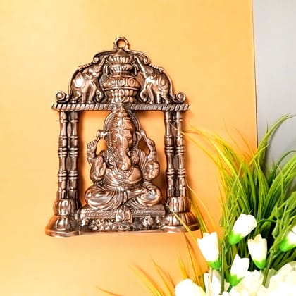 Ganesh With Elephants Wall Hanging   | Ganesha Wall Idol for Puja, Home, Living Room Decor | Diwali & Housewarming Gift - 12 Inch