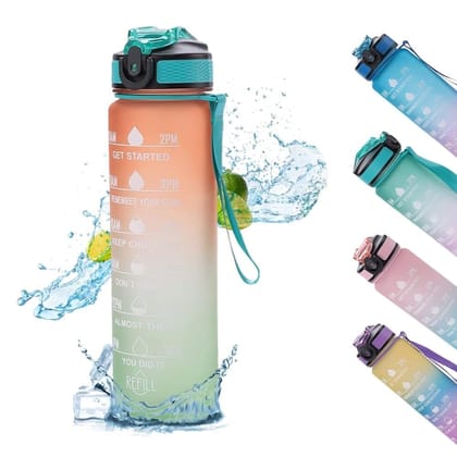 Motivational Water Bottle with Straw, 1 Litres