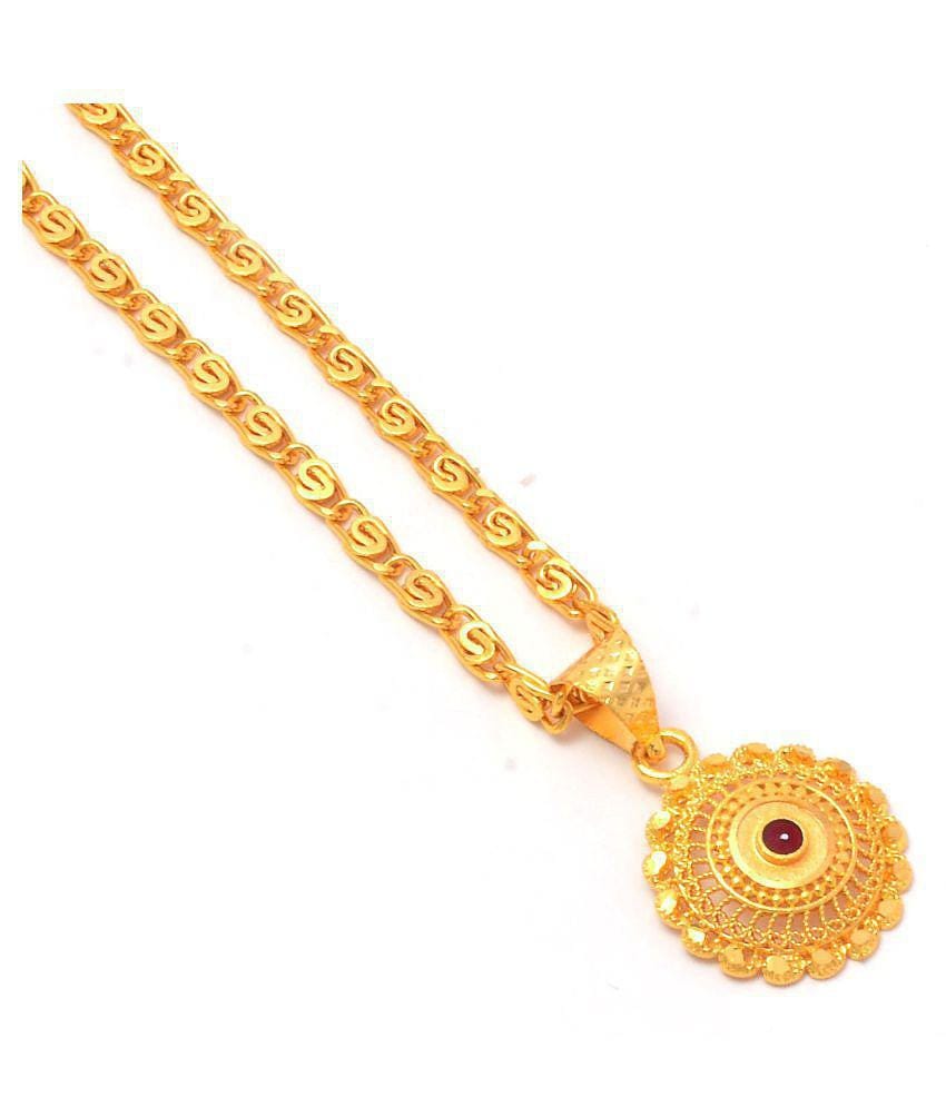 Jewar Mandi New Design Gold Plated Locket/Pendant with Link Chain Daily use for Men, Women & Girls, Boys - Golden