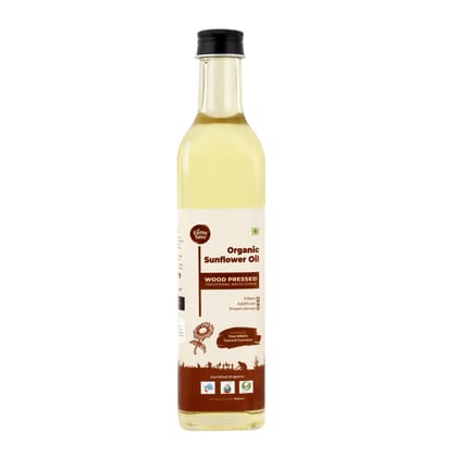 Earthy Tales Organics Organic Sunflower Oil - Sunny Wood-Pressed Delight, 500 ml