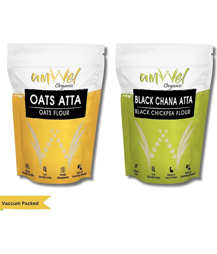 Amwel Oats Atta 450g + Black Chana Flour 450g 900 gm Pack of 2