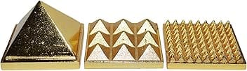 Real Seed Pure Gold Plated Brass Pyramid for Positive Energy Shree/Meru Shree Yantra Special 3 Layers Pyramid Yantra