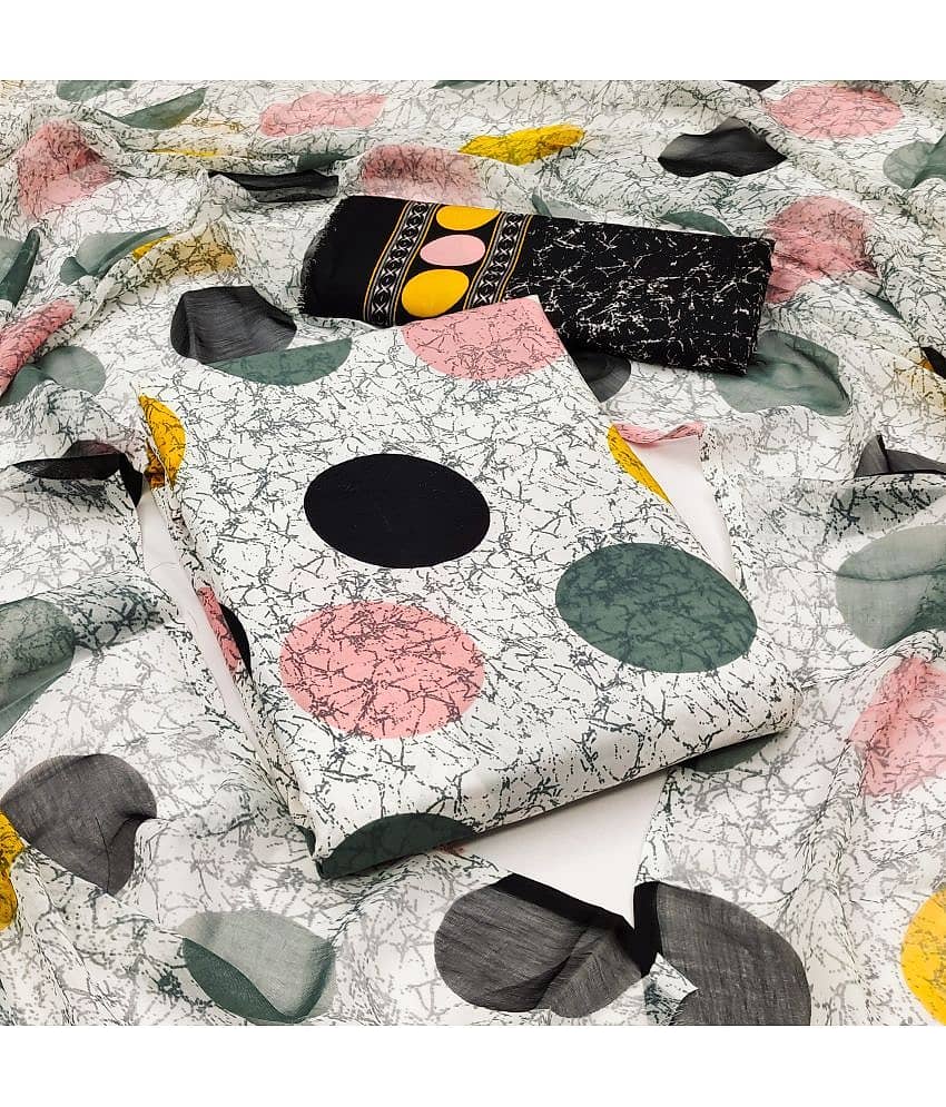 Anand Unstitched Crepe Printed Dress Material - White ( Pack of 1 )