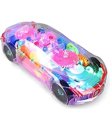 TOY DEKHO Transparent Concept 360 Degrees Rotating Concept Racing Car with 3D Flashing LED Lights Musical Vehicles Toy for Girls & Boys Age 2, 3, 4, 5, 6, 7, 8 Plastic  Multicolour Battery Operated Kids Transparent Toy (Concept Car)