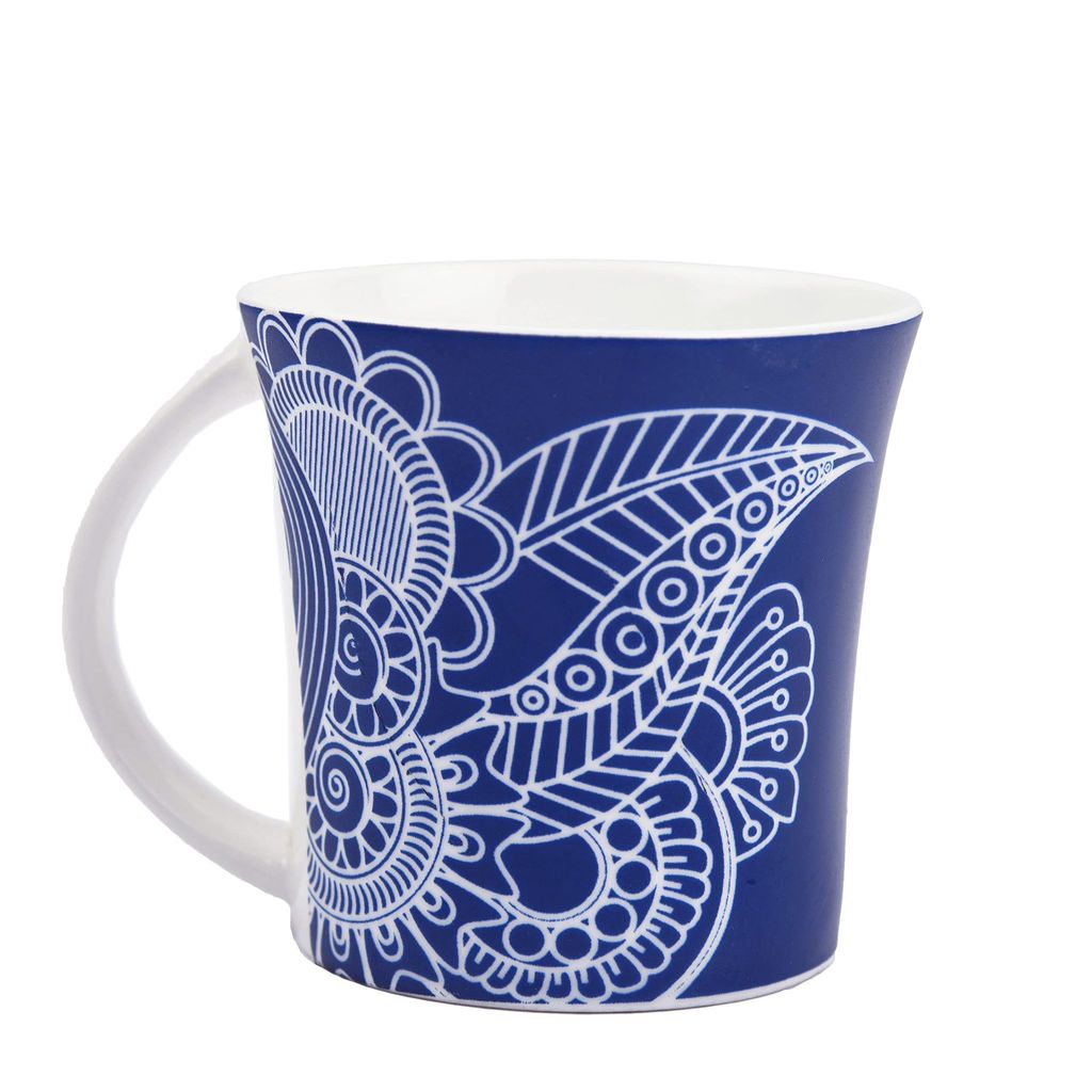 Femora Eternal Circle Tea Cups, Ceramic Tea Cups, Coffee Mugs (160 ml) - 6 Pcs Set (Blue)