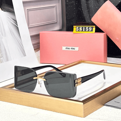 MIU MIU Luxury Premium 58159 Women Aviators-: Full Black