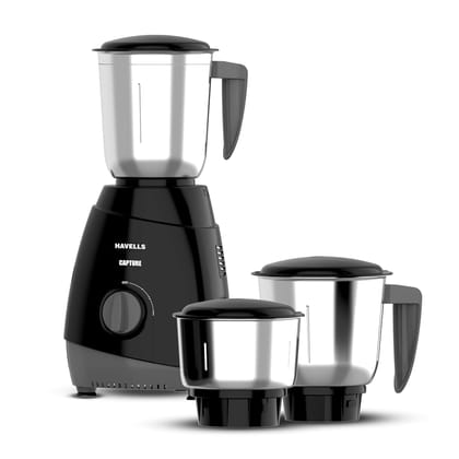Havells Capture 500W Mixer Grinder 3 Stainless Steel Jars | 21000 RPM High-Speed Motor | Rust-Resistant 304 SS Blades | 1.5L Large Blending Jar | Overheat Protection Havells Capture 500W Mixer Grinder 3 Stainless Steel Jars | 21000 RPM High-Speed Motor | Rust-Resistant 304 SS Blades | 1.5L Large Blending Jar | Overheat Protection