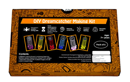 DIY Dream Catcher Making Kit.Pack of 6.Craft Kit.Art and Craft Kit.Return Gift.Birthday Return Gift.Multi Colour.The Brown Box.