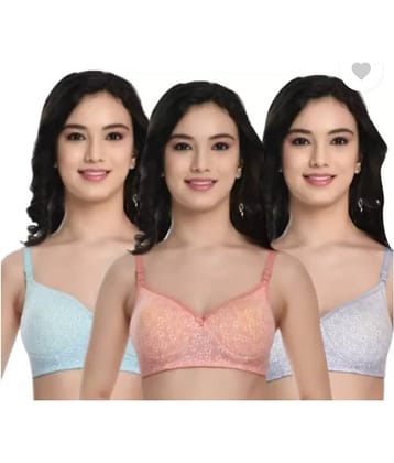 Funahme Pack of 3 Cotton Lightly Padded T-Shirt Bra For Women ( Multicolor15 )