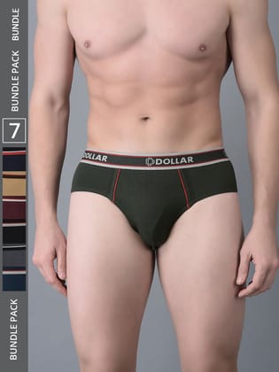 Men's Assorted Pack of 7 Combed Cotton Solid Brief With Anti-Microbial Odour Control