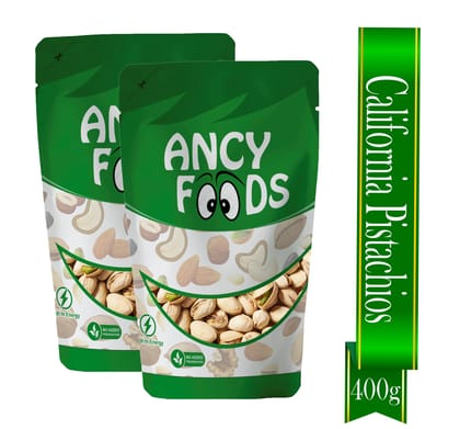 Ancy Roasted and Salted Pistachios 400 Grams (200 Grams X 2) – Tasty Crunchy Healthy Nut Snack | Pista Dry Fruit | Rich in Protein, Fiber & Antioxidants | Great for Kids During Study Time and