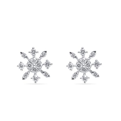 Senco Gold Sheeny Floral Galaxy Diamond Studs (1.4 gram / 0.26 Ct / GH-VS / 14K Yellow Gold)