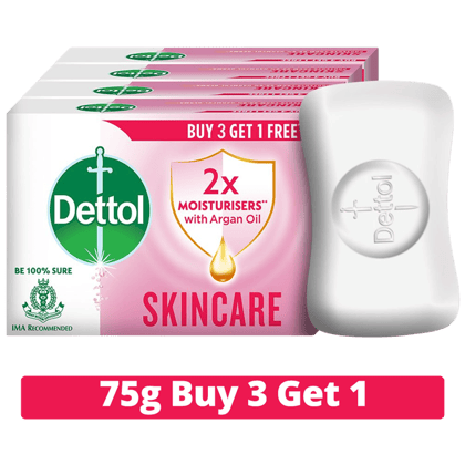 Dettol Skincare Pure Glycerine Soap,Protectio, 75G Buy 3 Get 1 Free