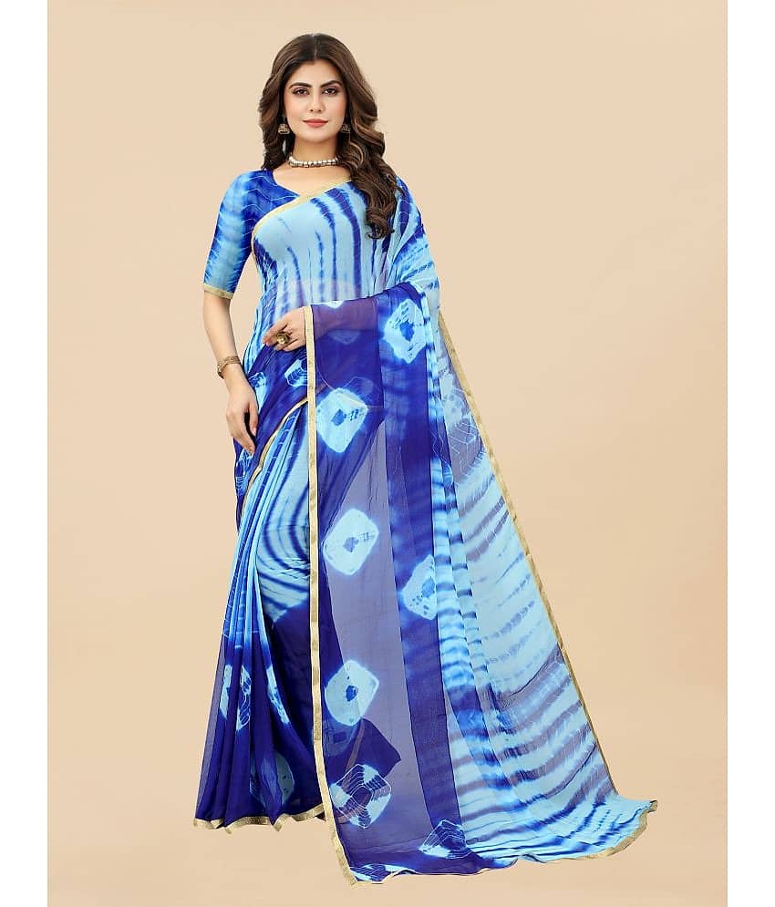 Apnisha Chiffon Printed Saree With Unstitched Blouse Piece ( Light Green )