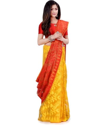 Desh Bidesh Bengal Handloom Saree Without Blouse Piece ( Red )