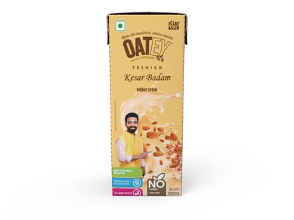 OATEY Kesar Badam Oat Milk - No Added Sugar, No-Hormones, No Preservatives, Non-dairy, 100% plant-based, Nut free 200ml OATEY Kesar Badam Oat Milk - No Added Sugar, No-Hormones, No Preservatives, Non-dairy, 100% plant-based, Nut free 200ml