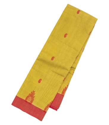 Mustard Handloom Rasipuram Cotton Saree With Mango Buttas-Mustard