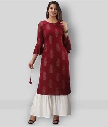 MAUKA - Maroon Straight Rayon Women's Stitched Salwar Suit ( Pack of 1 )