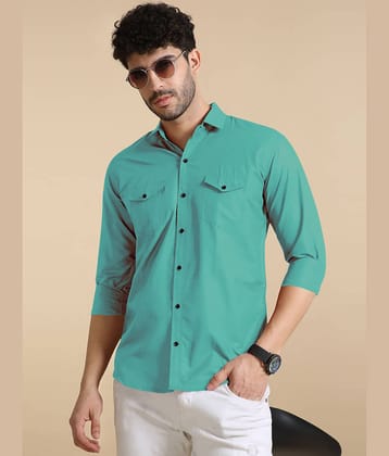 VTEXX Cotton Blend Regular Fit Solids Full Sleeves Men's Casual Shirt - Sea Green ( Pack of 1 )