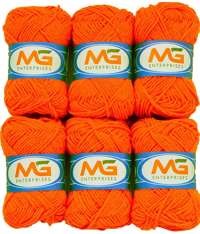 100% Acrylic Wool  Dark Orange 6 Pc M.G - Art-DDB