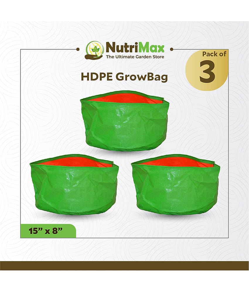 Nutrimax 200 GSM HDPE Grow Bags 15 inch x 8 inch Pack of 3 Outdoor Plant Bag