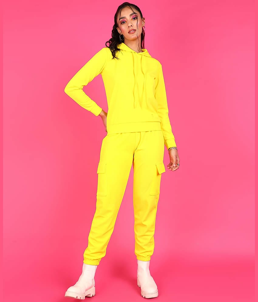 POPWINGS Women Self Design Sweatshirt With Joggers Co-Ord Set ( Black )