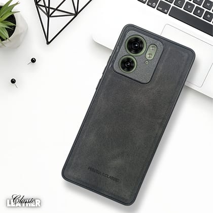 Black Classic Leather Case for Motorola Edge 40
