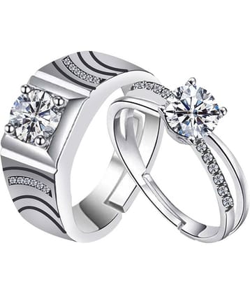 silver plated ring courageous look for his and fairly look ring for her adjustable couple ring for men and women.