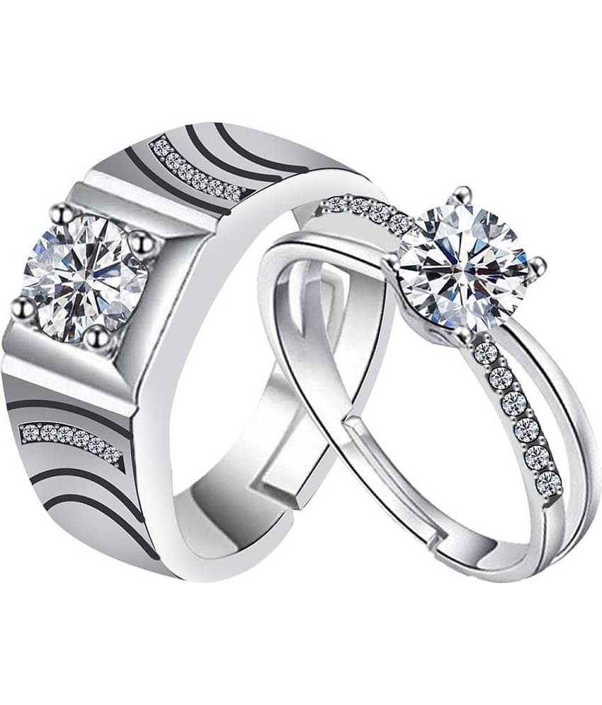 silver plated ring courageous look for his and fairly look ring for her adjustable couple ring for men and women.