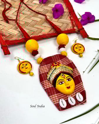 Handmade Terracotta Durga Terracotta Jewellery Set