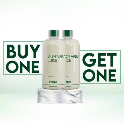 Vitro Aloe Vera Juice 1L | Supports Skin Glow, Digestion & Weight Management | Traditional Recipe for Constipation & Immunity | No Added Sugar | Buy 1 Get 1 Free-2 Units