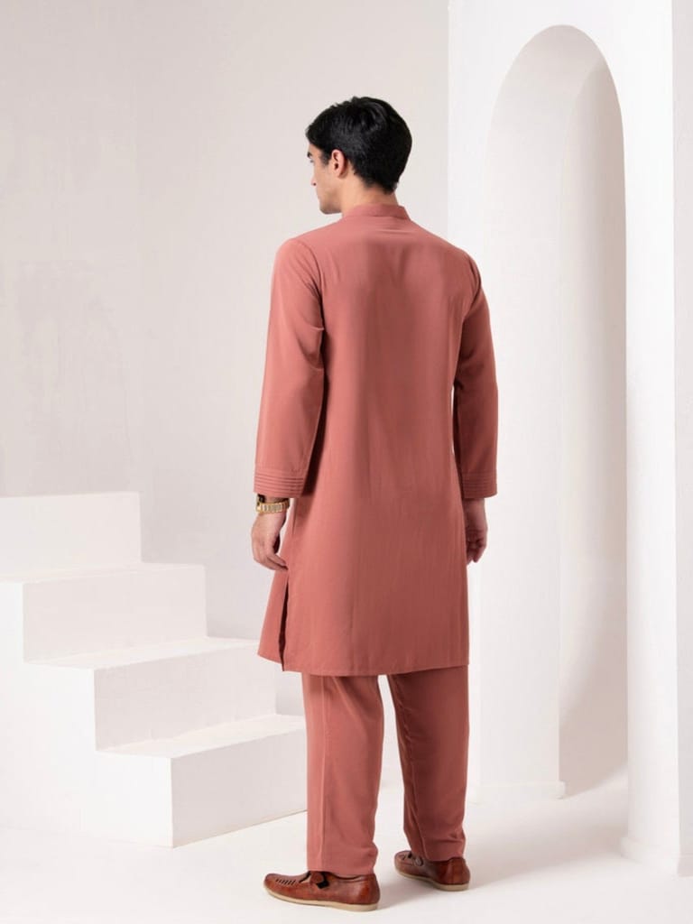 Olive Pleated Kurta Set