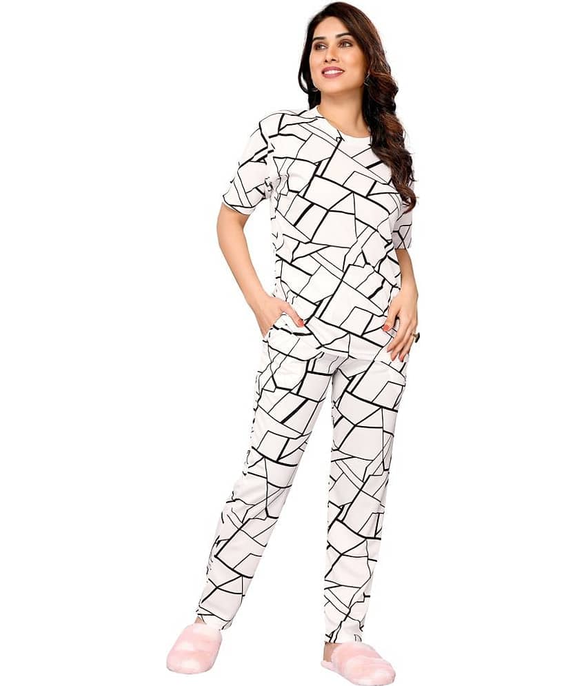 NightBlue Black Crepe Women's Nightwear Nightsuit Sets ( Pack of 1 )