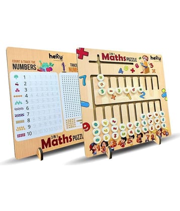 RAINBOW RIDERS 3 in 1 Maths Puzzle / Wooden 3 In 1 Maths Number Shapes Puzzle Board Game / Creative Educational Maths 3 in 1 Puzzle Wooden Game for Kids (Multi-Color) / Educational Board Games 6+ Years Girls and Boys.