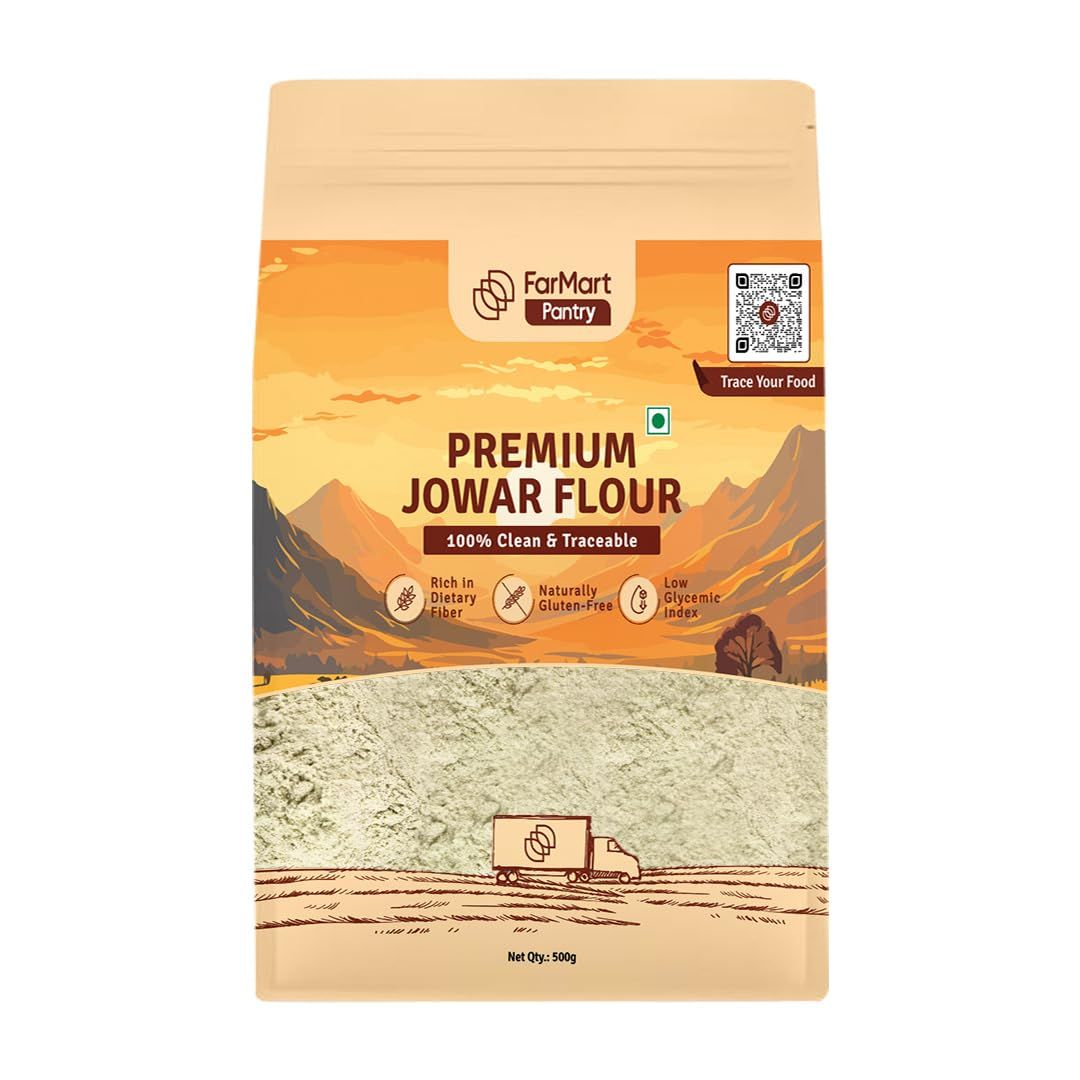 FarMart Pantry Premium Jowar Flour (500 g) | Naturally Gluten-Free & High in Fiber | Perfect for Rotis, Chillas & Healthy Cooking