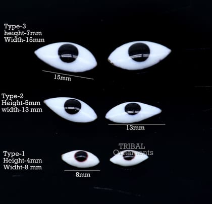 Solid sterling silver Netra or eyes, Amazing Mangla Darshan White clean baby idols eyes, laddu gopala eyes su798-Type-1