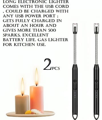 Stainless Steel Electric Rechargeable Gas Lighter for Kitchen (Pack of 1)