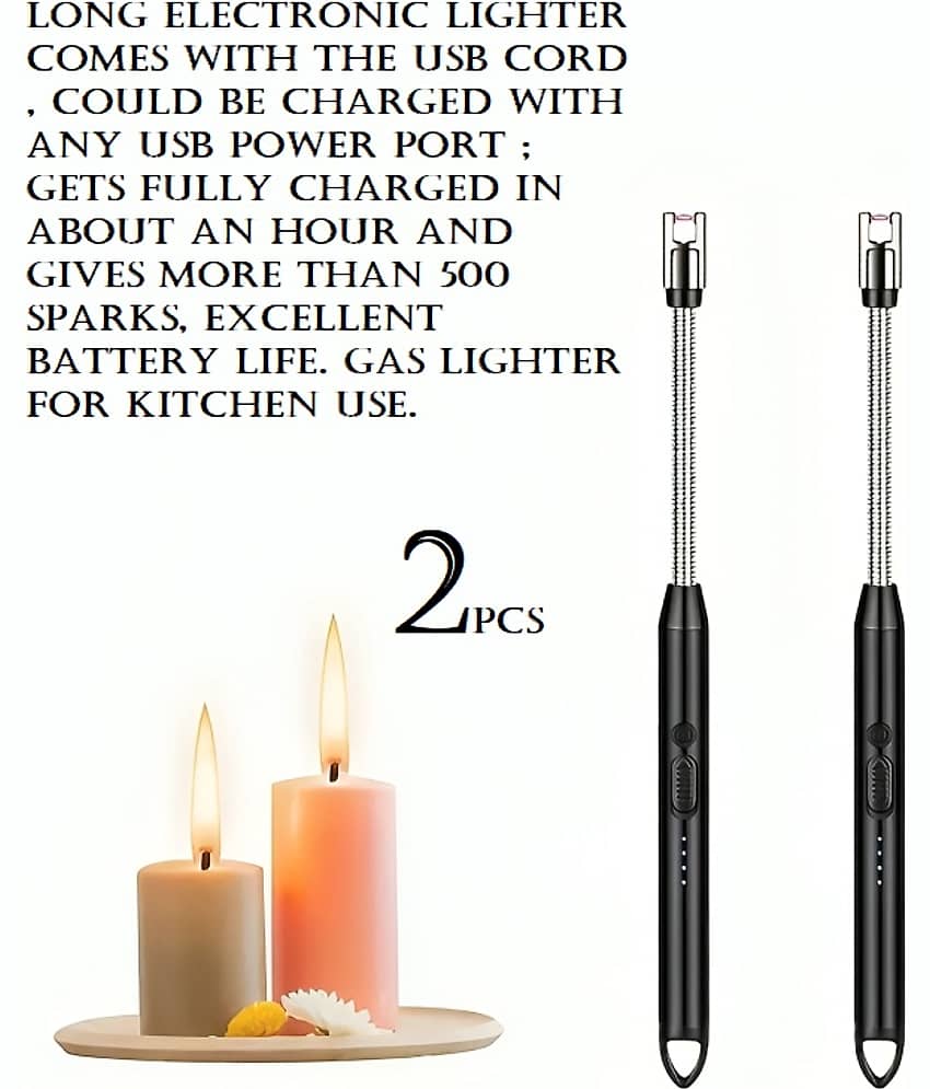 Stainless Steel Electric Rechargeable Gas Lighter for Kitchen (Pack of 1)