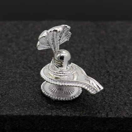1.2" 925 sterling silver handmade small solid Lord Shiva lingam stand, silver Shivling puja article, for wealth and prosperity art646