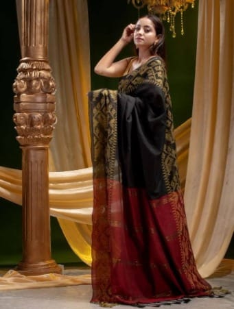 Handloom Jamdani Border Saree